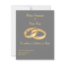 Invitacion de bodas simple con anillos