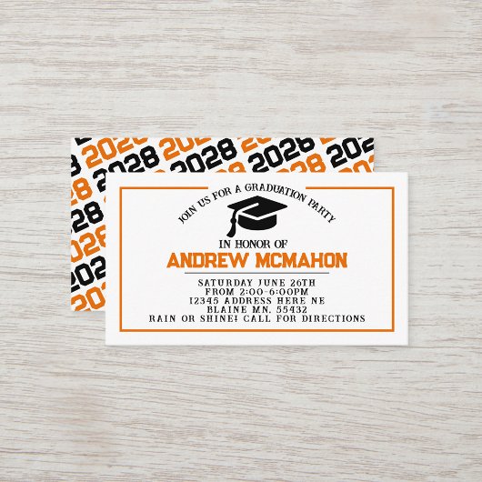 Faire-part Invitation de graduation noir orange In