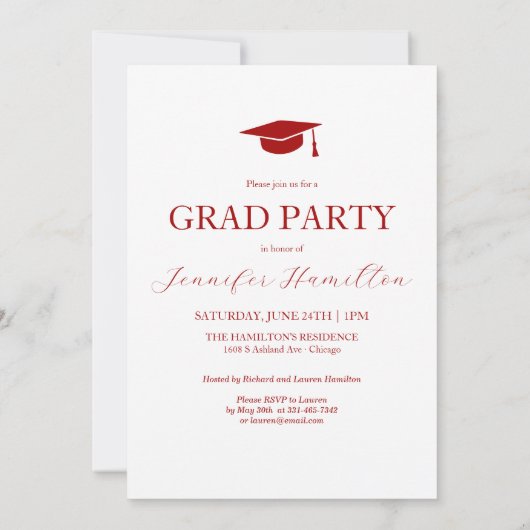 Faire-part Invitation de la fête de graduation pho (Dos)