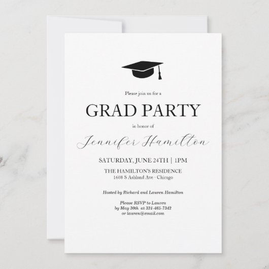 Faire-part Invitation de la fête de graduation pho (Dos)