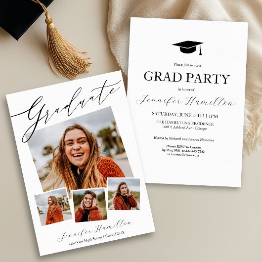 Faire-part Invitation de la fête de graduation pho