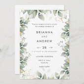 Faire-Part Invitation Moderne au Eucalyptus (Devant / Derrière)