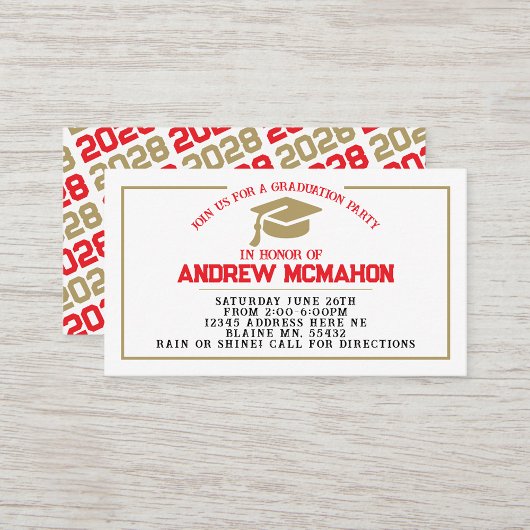 Faire-part Invitation Red & Gold