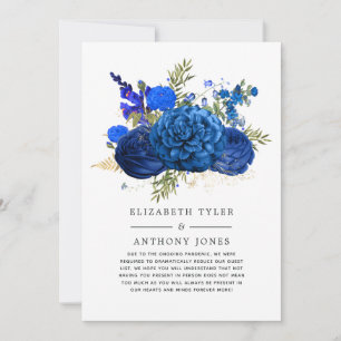 Faire-part Invité de mariage à liste réduite avec fleurs bleu
