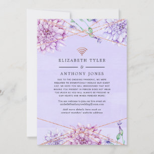 Faire-part Invités de mariage floral lavande et or rose