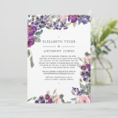 Faire-part Invités de mariage réduits aux fleurs violettes et (Debout devant)
