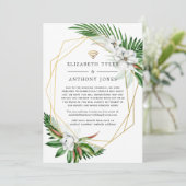 Faire-part Invités de mariage virtuel géométrique floral trop (Debout devant)