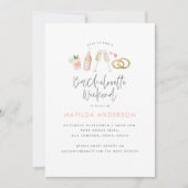 Faire-part Itinéraire de bachelorette chic champagne rose (Devant)