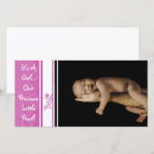 Faire-part It's A Girl... Our Precious Little Pearl (Devant / Derrière)