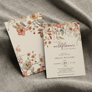 Faire-part ivoire floral à fleurs sauvages bohème