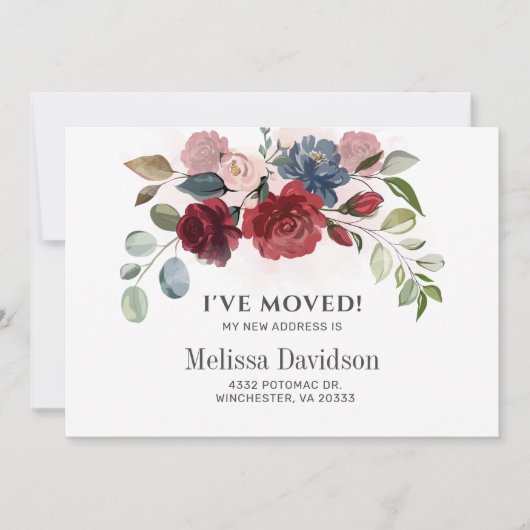 Faire-part J’ai déménagé la Bourgogne et la végétation fleuri (Devant)