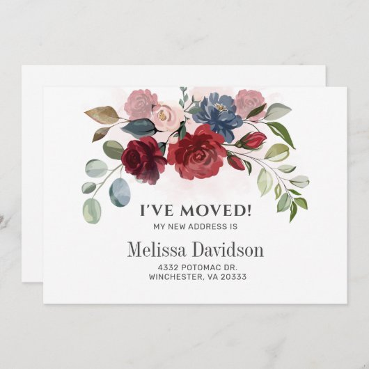 Faire-part J’ai déménagé la Bourgogne et la végétation fleuri (Devant / Derrière)