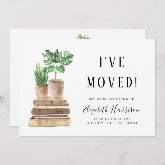 Faire-part J'ai déménagé Boho Plante Aquarelle Moving (Devant / Derrière)
