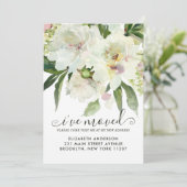 Faire-part J'ai déménagé Elégant Floral Botanical Peony Movin (Debout devant)