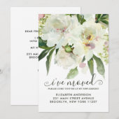 Faire-part J'ai déménagé Elégant Floral Botanical Peony Movin (Devant / Derrière)