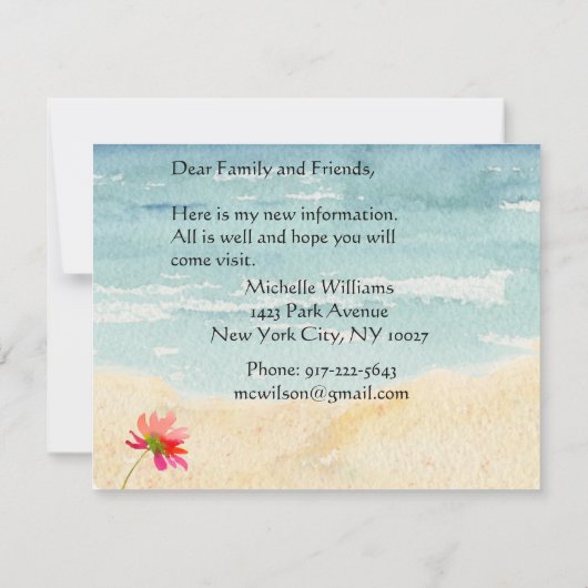 Faire-part J'ai déménagé Élégant Pastel Floral Budget Move (Dos)