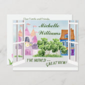 Faire-part J'ai déménagé Fun Watercolor City Moving (Devant / Derrière)