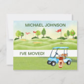 Faire-part J'ai déménagé Golf Panier Greens Man Budget Move (Devant)