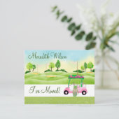 Faire-part J'ai déménagé Golf Panier Greens Sun Budget Move (Debout devant)