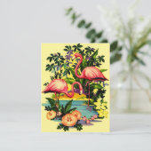 Faire-part J'ai déplacé des Flamants roses côté piscine (Debout devant)