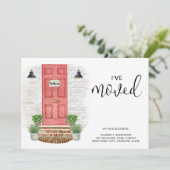 Faire-part J'ai déplacé une nouvelle adresse aquarelle rouge (Debout devant)