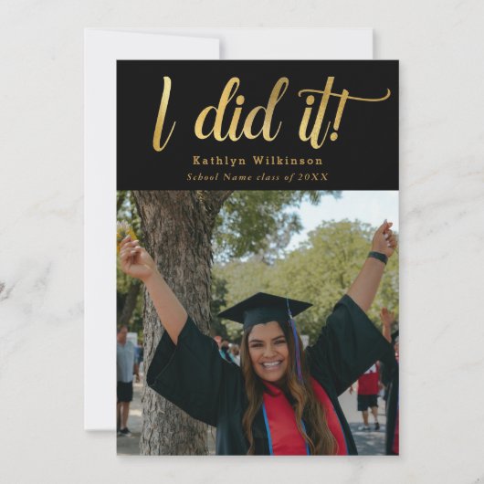 Faire-part J'ai fait Gold Bold Script Classe de 2023 Graduati (Devant)