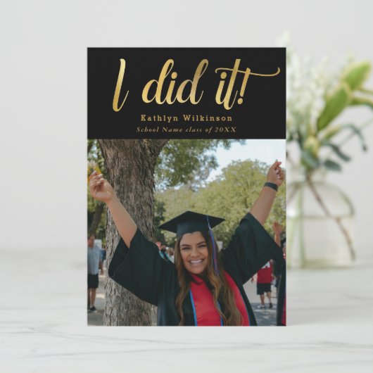 Faire-part J'ai fait Gold Bold Script Classe de 2023 Graduati (Debout devant)