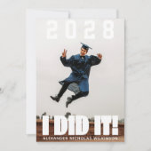 Faire-part J'AI FAIT IT Modern Bold Typographie Photo Graduat (Devant)