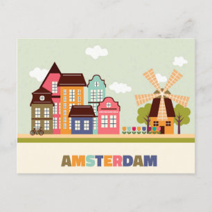 Faire-part J'aime Amsterdam Voyage Pays-Bas Carte postale