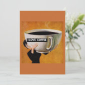 Faire-part J'aime le café rétro (Debout devant)