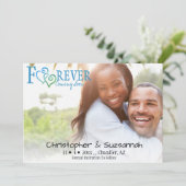 Faire-part JAMAIS Enregistrer La Date Bleu Vert Coeurs Liés (Debout devant)