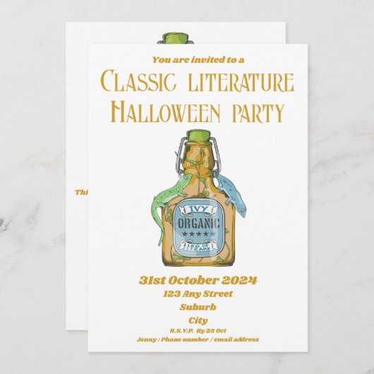 Faire-part Jambe du lézard Shakespeare Macbeth (Devant / Derrière)