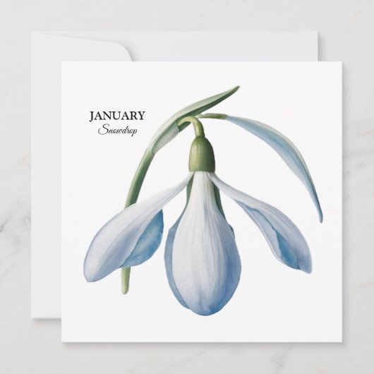 Faire-part Janvier Snowdrop Bloom - Cadeau personnalisé (Devant)