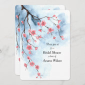 Faire-part Japonais Sakura Blossoms Branche ciel bleu (Devant / Derrière)