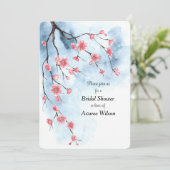 Faire-part Japonais Sakura Blossoms Branche ciel bleu (Debout devant)