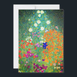 Faire-part Jardin aux fleurs Gustav Klimt<br><div class="desc">Carte représentant le Jardin des fleurs de Gustav Klimt (1906). Un beau jardin de fleurs violettes,  rouges,  blanches,  bleues et oranges. Un grand cadeau pour les amateurs d'art Art Nouveau et autrichien.</div>