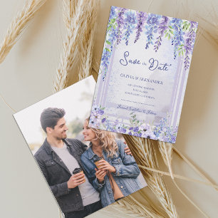 Faire-part Jardin de Glycine Lavande Romantique Photo Mariage