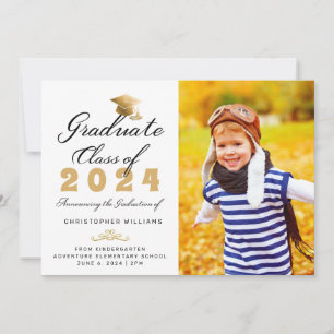 Faire-part Jardin d'enfants Noir Script de script photo Gradu