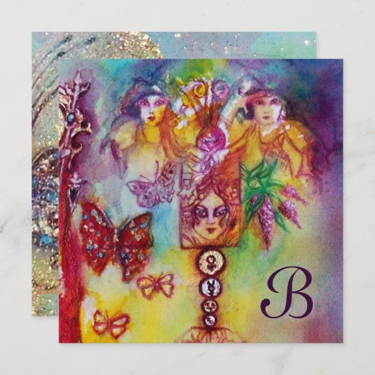 Faire-part JARDIN DES OMBRES PERDUES FAIRY & BETTERFLY Monogr (Devant / Derrière)