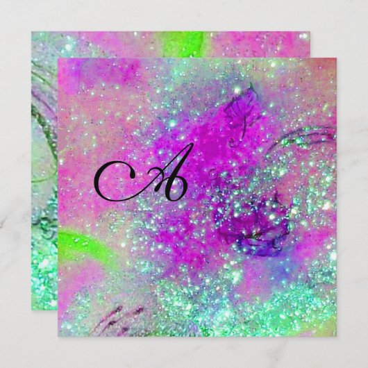 Faire-part JARDIN DES OMBRES PERDUES -monogramme, bleu violet (Devant / Derrière)