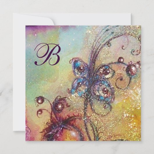 Faire-part JARDIN DES OMBRES PERDUES -Monogramme PAPILLON (Devant)