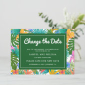 Faire-part Jardin Tropical Exotique Coloré Changement de Date (Debout devant)