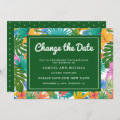 Faire-part Jardin Tropical Exotique Coloré Changement de Date (Devant / Derrière)