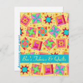 Faire-part jaune de magasin d'art d'édredon de (Devant / Derrière)