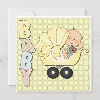 Faire-part jaune d'invitation de baby shower