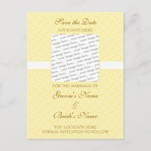 Faire-part Jaune Eggshell Enregistrer la carte postale Date (Devant)