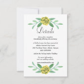 Faire-part Jaune Floral Greenery Foliage Détails du Mariage (Devant)