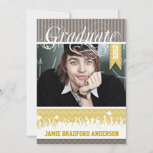 Faire-part Jaune Grey Zig Zag Senior Picture Classe