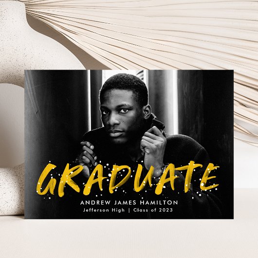 Faire-part Jaune Moderne Peinture Éclaboussures Photo Remise