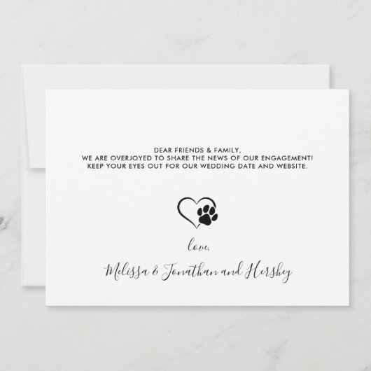 Faire-part Je l'ai aimée en premier Photo de chien d'engageme (Dos)